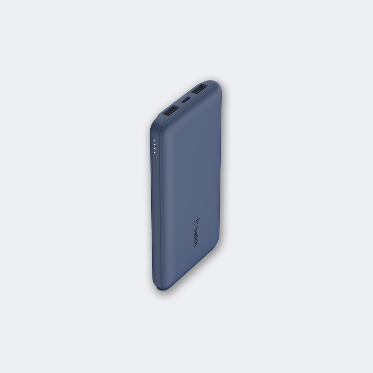 BELKIN 10K Power Bank with USB-C 15W, Dual USB-A, 15cm USB-A to C Cable, Blue - Feature 1